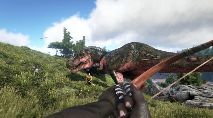 Ark: Survival Evolved is Coming to Xbox One Next Week - T-Rex hunting